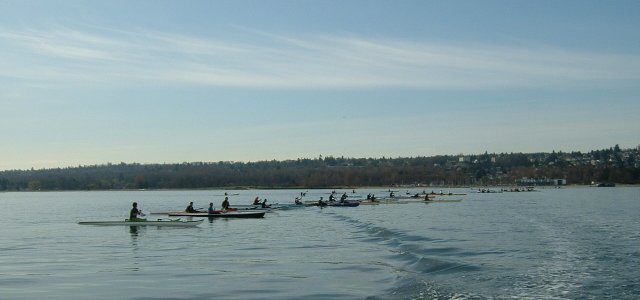 Race 5 in PNWORCA OC1/2 Winter Series - Start Line